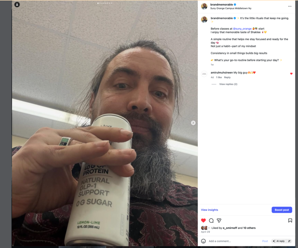 I holding protein drink, smiling. for healthier life