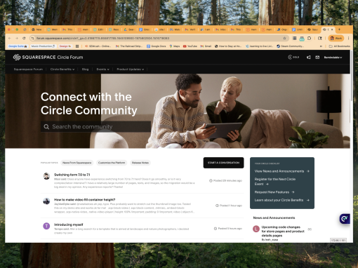 Build personal branding connected with the forum on Squarespace