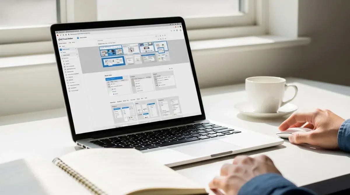 Build Your First WordPress with Divi Site: Step-by-Step A person works on a laptop displaying a software design tool