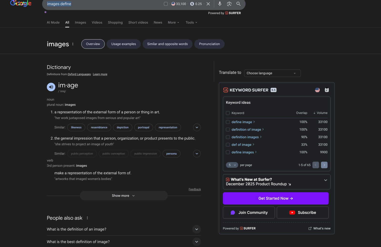 images define in google
