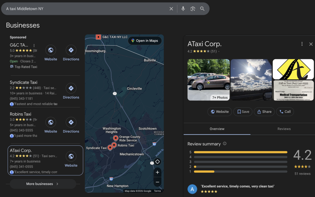 Improve SEO ranking on Google Ataxi in Middletown, NY