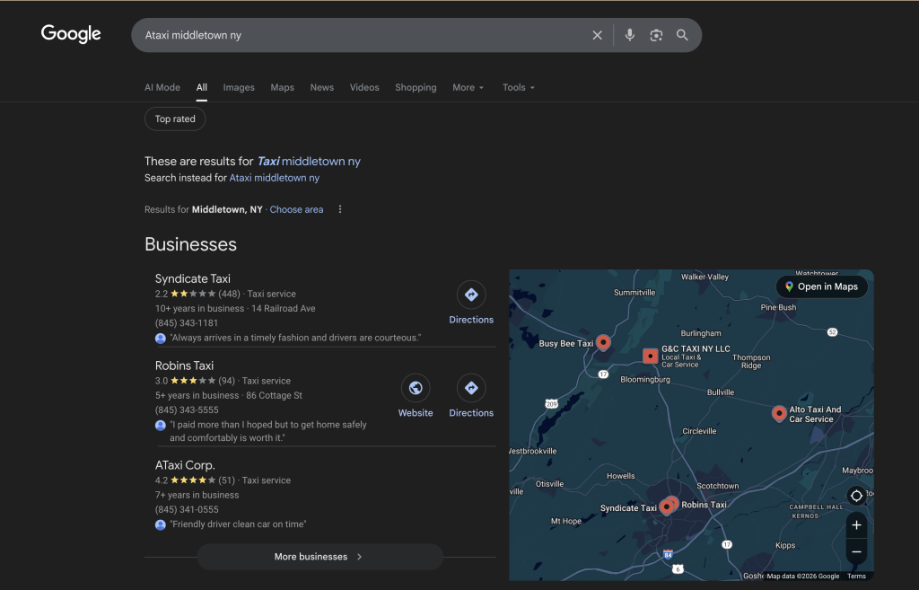 A taxi Middletown NY