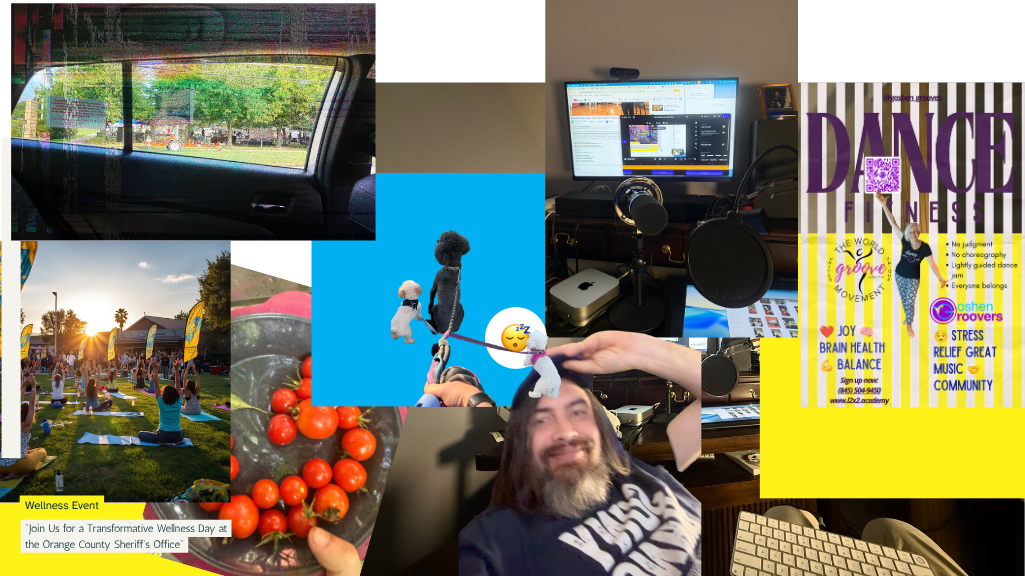Collage of wellness event activities