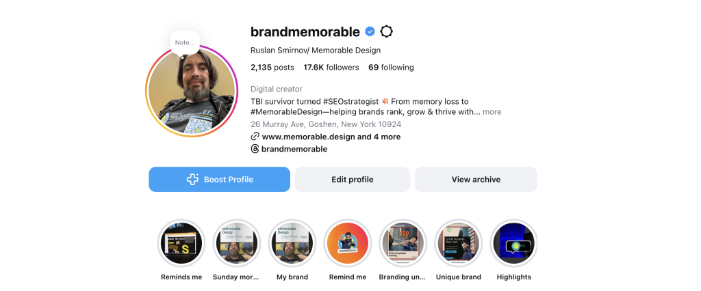 Instagram social media branding