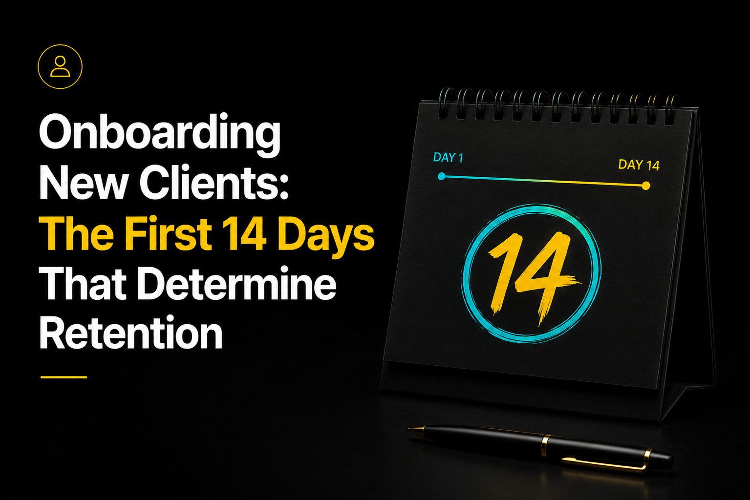 ChatGPT Image Jun 12, 2026, 10_37_36 PM A black calendar with "14" on it next to onboarding text.