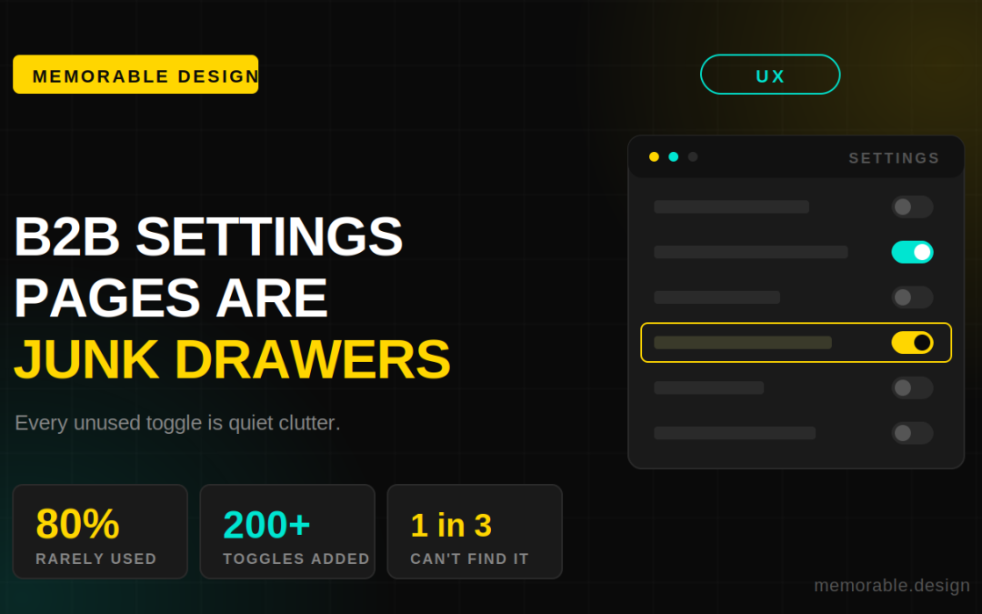 The Settings Page Audit: Why Most B2B Tools Become Junk Drawers