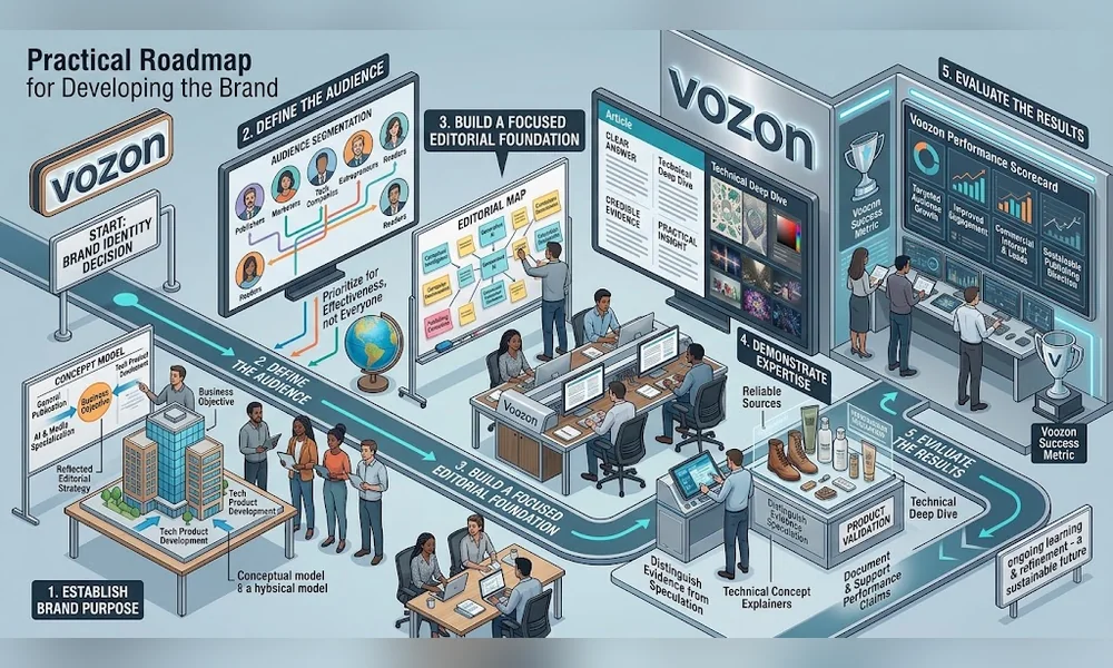 An isometric infographic titled "Practical Roadmap for Developing the Brand"